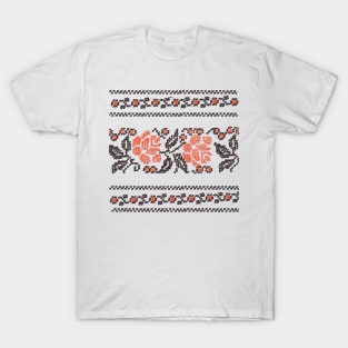 Ukrainian motive. Folk embroidery red black T-Shirt